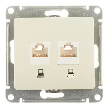Розетка компьютерная Systeme Electric Glossa встраиваемая бежевая 2хRJ45 (GSL000285KK)