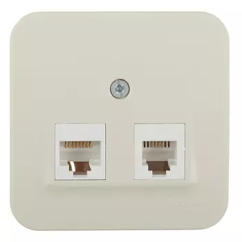 Розетка компьютерная/ телефонная Systeme Electric Blanca накладная бежевая RJ11/ RJ45 (BLNIA045117)