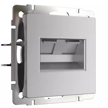 Розетка компьютерная Werkel встраиваемая серебряная 2хRJ45 (a051523)