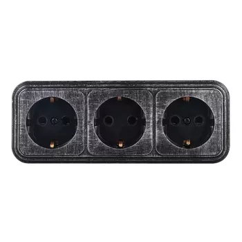 Розетка Lavelly Antico тройная RA16-365-S открытая установка серебро с заземлением