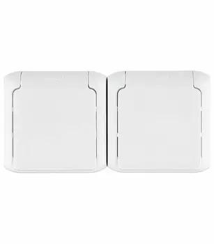 Розетка Legrand Quteo 782323 двойная открытая установка белая с заземлением IP44 с крышкой влагозащищенная