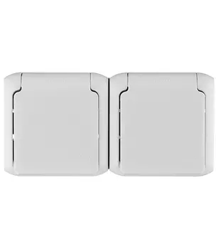 Розетка Legrand Quteo накладная серая со шторками с крышкой (782353)