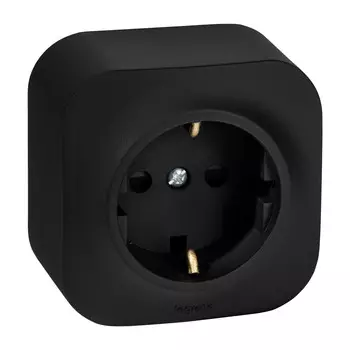 Розетка Legrand Quteo накладная черная со шторками (782476)