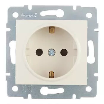 Розетка Lezard Karina 707-0388-124B скрытая установка крем с заземлением со шторками