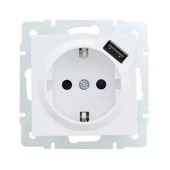 Розетка Lezard Vesna встраиваемая белая с USB-A (742-0288-181)