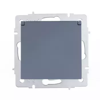 Розетка Lezard Vesna встраиваемая графит с крышкой (742-3488-123B)