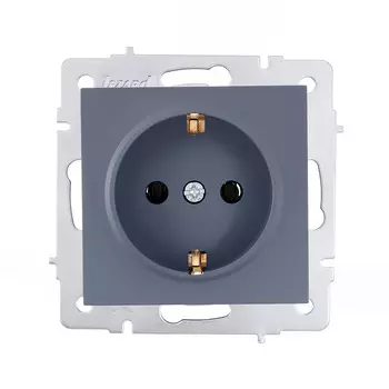 Розетка Lezard Vesna встраиваемая графит со шторками (742-3488-124B)