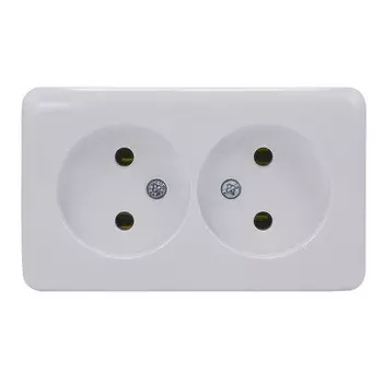 Розетка Lezard VIOLA двойная 751-0200-128 открытая установка белый без заземления