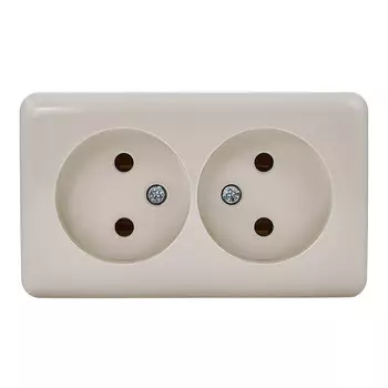 Розетка Lezard VIOLA двойная 751-0300-128 открытая установка крем без заземления
