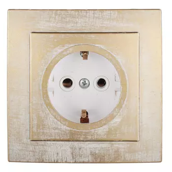 Розетка с рамкой Lavelly Antico RS16-133-G скрытая установка золото с заземлением