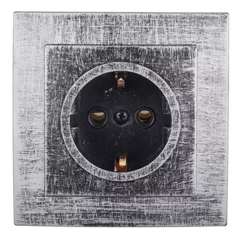 Розетка с рамкой Lavelly Antico RS16-133-S скрытая установка серебро с заземлением