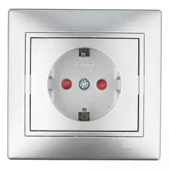 Розетка с рамкой Lezard MIRA 701-1010-124 скрытая установка металл серый с заземлением со шторками