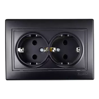 Розетка с рамкой Lezard MIRA 701-4242-127 двойная скрытая установка черный бархат с заземлением