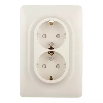 Розетка с рамкой Schneider Electric Unica NEW NU206744 двойная скрытая установка бежевая с заземлением со шторками винтовой зажим