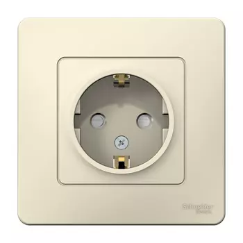 Розетка Systeme Electric Blanca встраиваемая молочная со шторками (BLNRS001112)