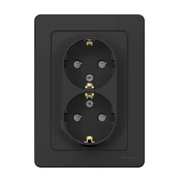 Розетка Systeme Electric Blanca встраиваемая антрацит со шторками (BLNRS001126)