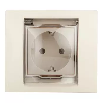 Розетка Schneider Electric Unica NEW встраиваемая бежевая со шторками с крышкой (NU003744)