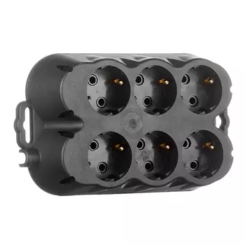 Розетка штепсельная Svet шестерная с заземлением IP20 черная