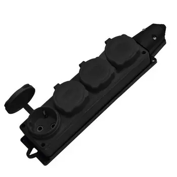 Розетка штепсельная UNIVersal четверная с заземлением IP44 черная