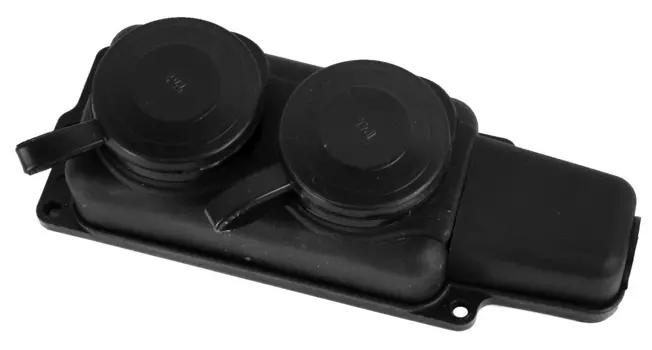 Розетка штепсельная Volsten двойная с заземлением IP54 настенная черная