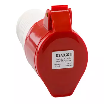 Розетка силовая переносная КЭАЗ с заземлением 3Р+РЕ+N 16 А 380 В IP44 красная (222751)