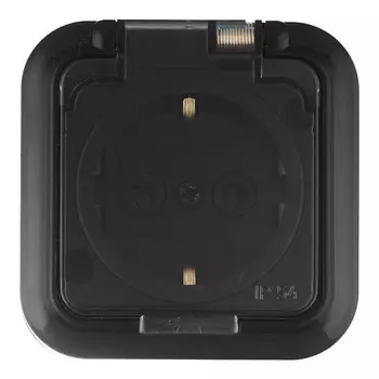 Розетка Svet накладная черная с крышкой (EV 0366-6611)