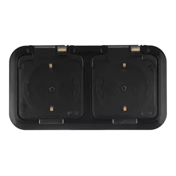 Розетка Svet накладная черная с крышкой (EV 0366-6621)