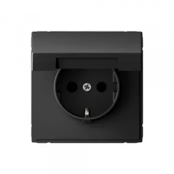 Розетка Systeme Electric ArtGallery встраиваемая базальт со шторками с крышкой (SE GAL001446)