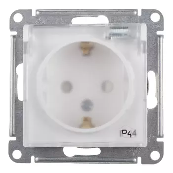 Розетка Systeme Electric AtlasDesign Aqua встраиваемая белая со шторками с крышкой (ATN440146)