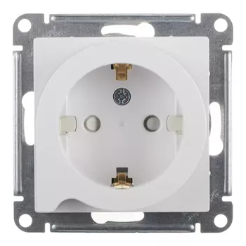 Розетка Systeme Electric AtlasDesign встраиваемая белая со шторками с выталкивателем (ATN000147)