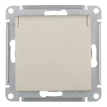 Розетка Systeme Electric AtlasDesign встраиваемая бежевая со шторками с крышкой (ATN000246)