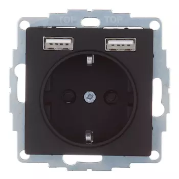 Розетка Systeme Electric AtlasDesign встраиваемая карбон 2хUSB-А (ATN001030)