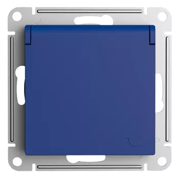 Розетка Systeme Electric AtlasDesign встраиваемая аквамарин со шторками с крышкой (ATN001146)