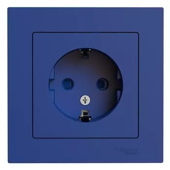 Розетка Systeme Electric AtlasDesign встраиваемая аквамарин со шторками (ATN001144)