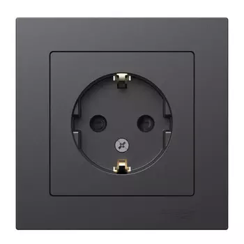 Розетка Systeme Electric AtlasDesign встраиваемая базальт со шторками (ATN001444)