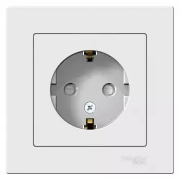Розетка Systeme Electric AtlasDesign встраиваемая белая со шторками (ATN000144)