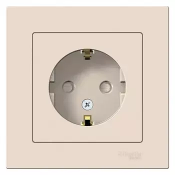 Розетка Systeme Electric AtlasDesign встраиваемая бежевая со шторками (ATN000244)