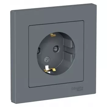 Розетка Systeme Electric AtlasDesign встраиваемая грифель со шторками (ATN000744)