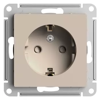 Розетка Systeme Electric AtlasDesign встраиваемая песочная со шторками (ATN001245)