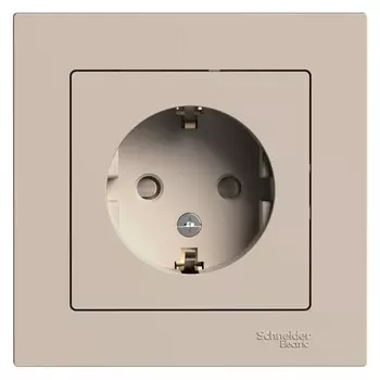 Розетка Systeme Electric AtlasDesign встраиваемая песочная со шторками (ATN001244)