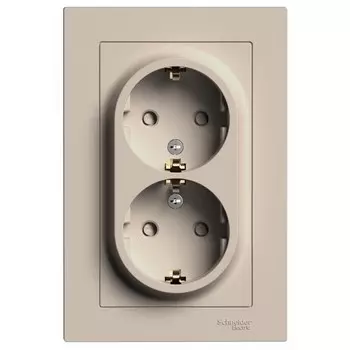 Розетка Systeme Electric AtlasDesign встраиваемая песочная со шторками (ATN001226)