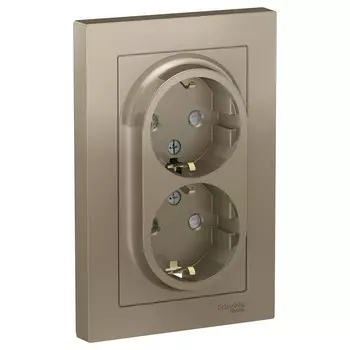 Розетка Systeme Electric AtlasDesign встраиваемая шампань со шторками (ATN000526)