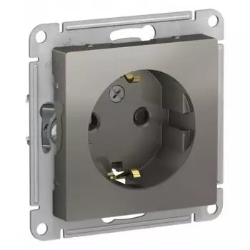 Розетка Systeme Electric AtlasDesign встраиваемая сталь со шторками (ATN000945)