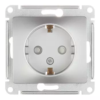 Розетка Systeme Electric Glossa встраиваемая алюминий со шторками (GSL000345)