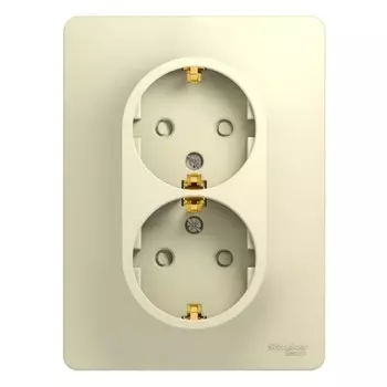 Розетка Systeme Electric Glossa встраиваемая бежевая со шторками с крышкой (GSL000226)