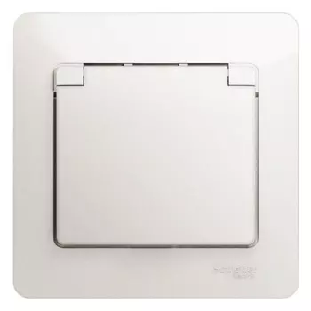 Розетка Systeme Electric Glossa встраиваемая перламутр со шторками с крышкой (GSL000646)