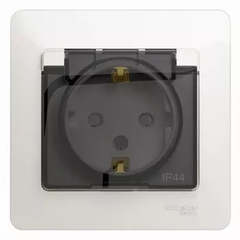 Розетка Systeme Electric Glossa встраиваемая перламутр со шторками с крышкой (GSL000648)