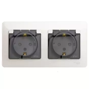 Розетка Systeme Electric Glossa встраиваемая перламутр со шторками (GSL000647)