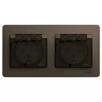 Розетка Systeme Electric Glossa встраиваемая шоколад со шторками (GSL000847)