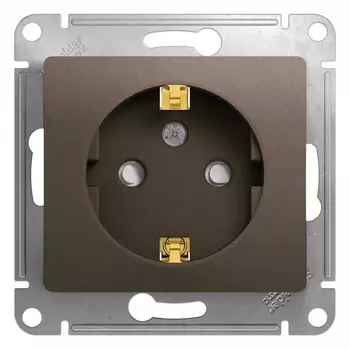 Розетка Systeme Electric Glossa встраиваемая шоколад со шторками (GSL000845)